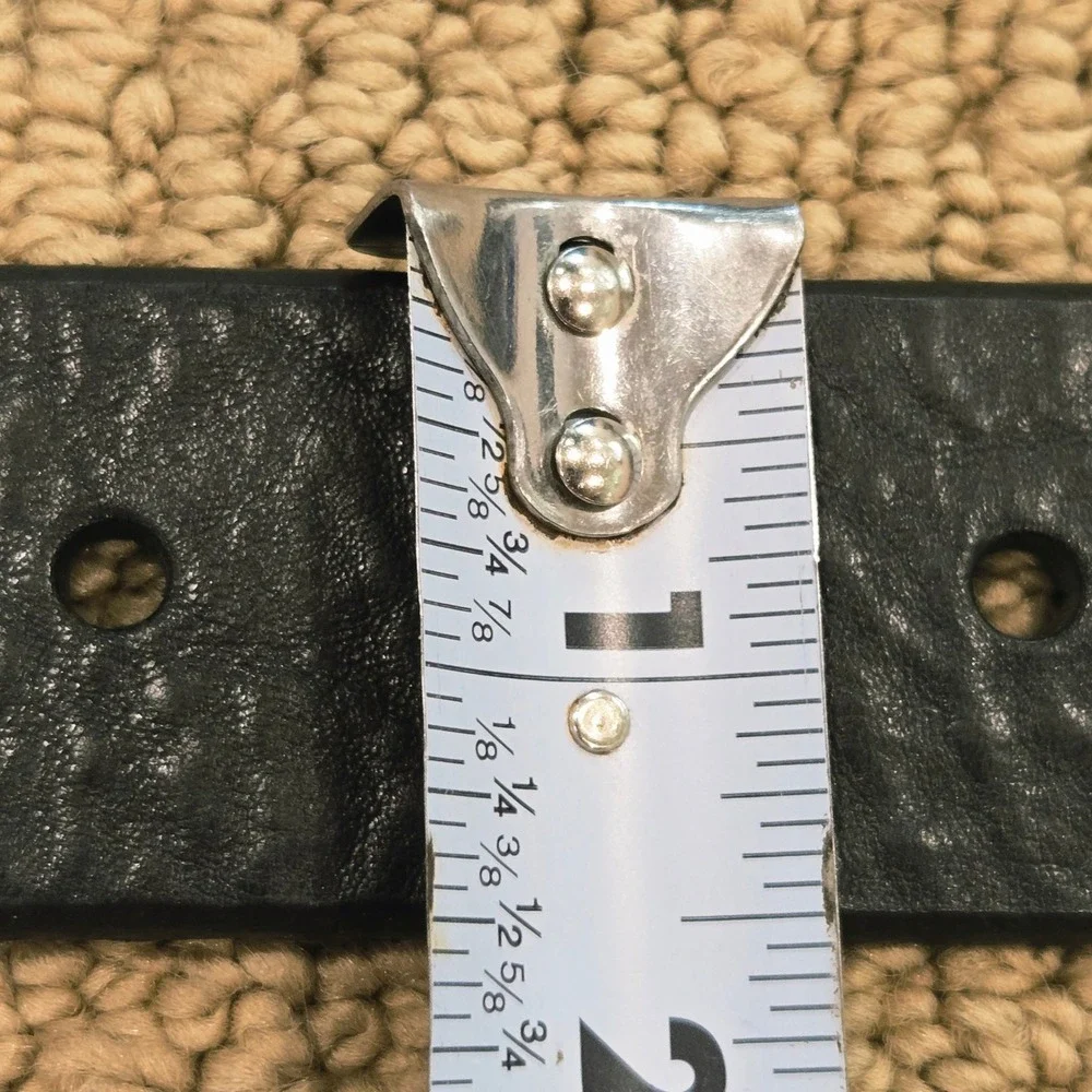Fossil Belt‎ Mens Size 36 Black Leather Pebbled Silver Buckle 1.5